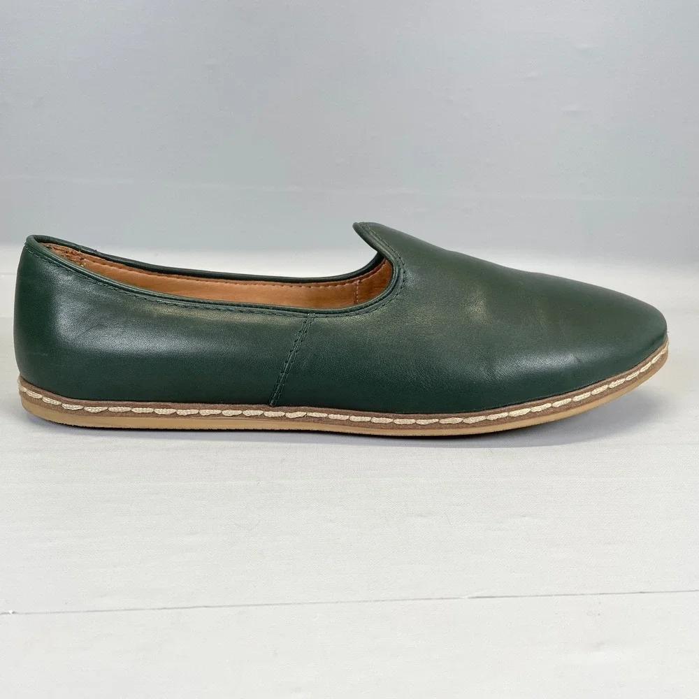 Charix Shoes Womens Size 44 US 12 Hunter Green Leather Slip On Comfort Flats